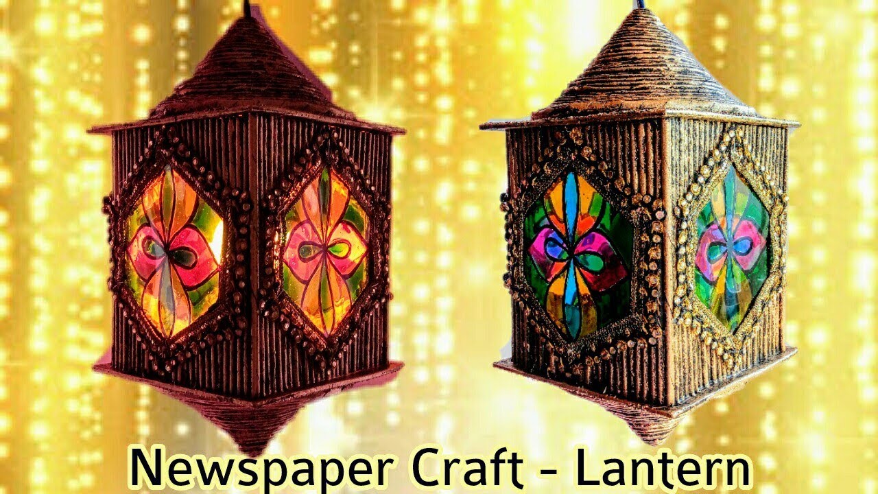How to make Newspaper  Lantern Diwali home decor  YouTube