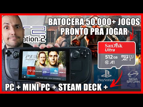 BATOCERA LOTADO DE JOGOS no MicroSD JMachen para PC, Mini PC, Steam Deck, Win600 e outros portateis!