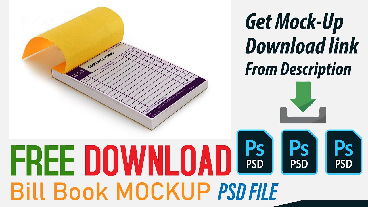 Download Download Mockup PSD File For Free | Bill Book / Cash Memo ...