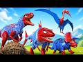 Spider-Man Dinosaurs🦖T-Rex, Ultimasaurus, Indominus,Giganotosaurus Battle Jurassic World Evolution 2