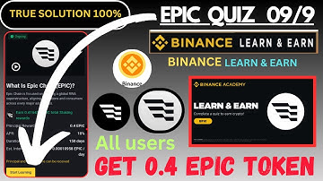 Binance Learn & Earn: Epic Chain Quiz Answers (Binance Academy Tutorial + Epic Token Update)