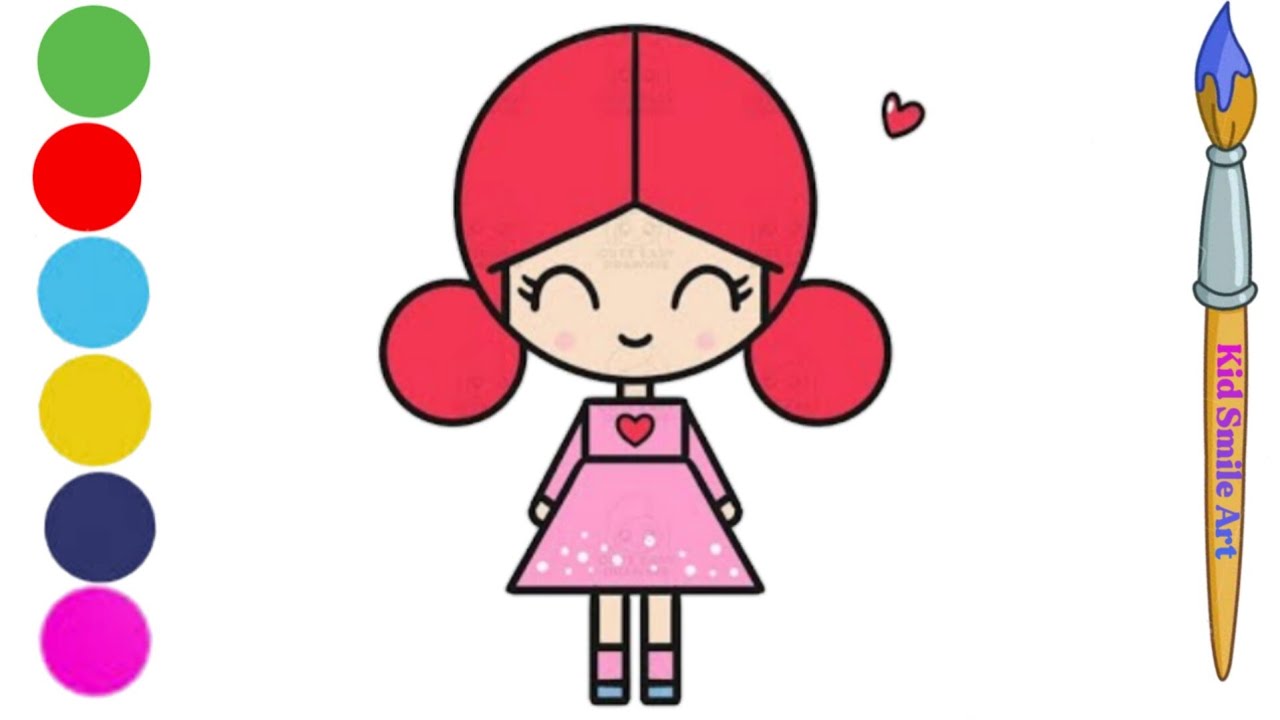 cute girl drawing for kids and toddlers|Drawing for beginners step by ...