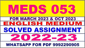 meds 53 solved assignment 2022-23 in english | meds 53 solved assignment 2022-23 | meds 53 2023