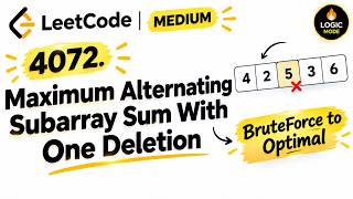 LeetCode 4072 | Maximum Alternating Subarray Sum With One Deletion | DP + Memoization | C++