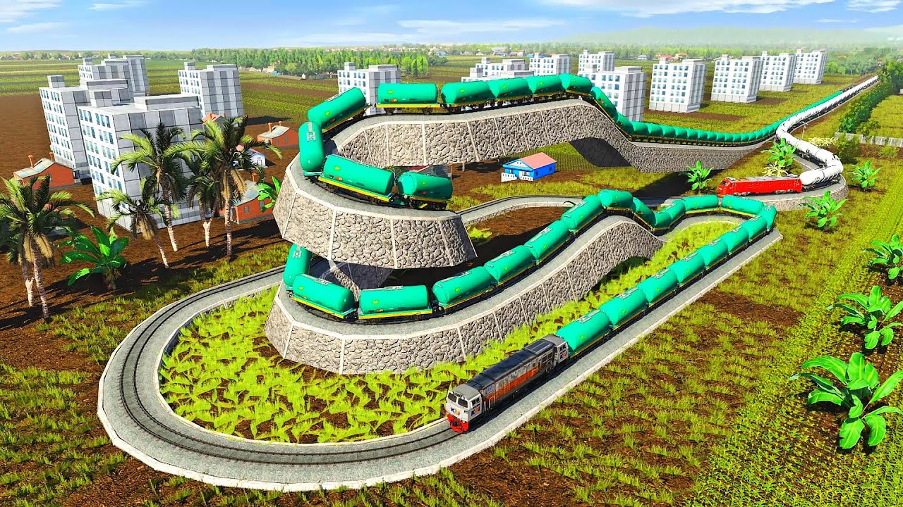 Extreme Up and Down U Turn Train Bridge Train Running Be Careful🚂Trainz Simulator 2022