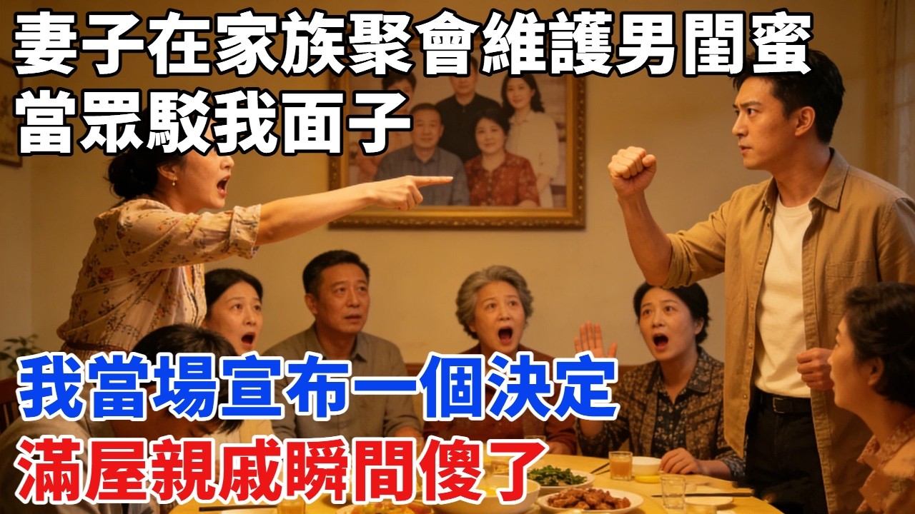 妻子在家族聚會維護男閨蜜當眾駁我面子，我當場宣布一個決定，滿屋親戚瞬間傻了！#故事#奇聞#故事分享#為人處世#奇聞異事#情感#情感故事