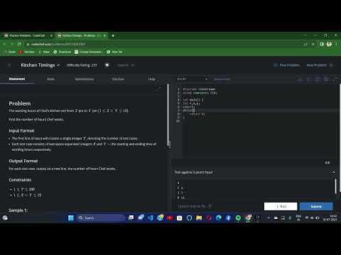 Kitchen Timings , Codechef Solutions ,Competitive Programming