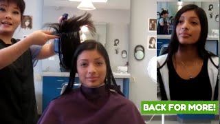 ERICA IS BACK FOR SOME MORE CHOP! ✂️✂️ Sweet model sits in the chair again for a new haircut!