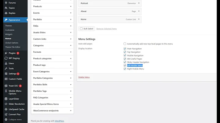 How to fix Two Menus/Different Mobile Menu/Global Header Override - Wordpress/Avada