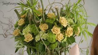 Lush Garden Vase using Fresh Flowers and Curly Willow