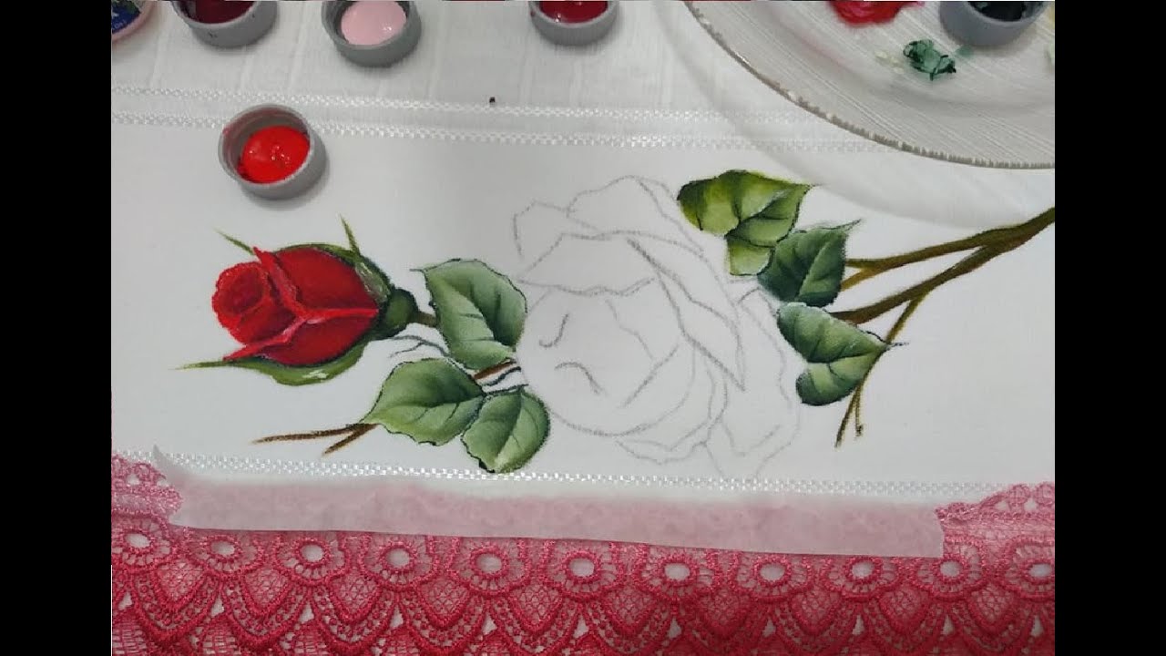 Vídeo Aula Gratuito de Como Pintar Rosas em Toalha de Banho
