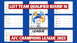 List of teams qualified round of 16 AFC Champions League 2023 • standings table AFC