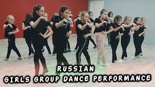 Russian Girls Group Dance Performance In Dance Studio Amazonian Models