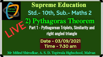 10th Maths2 | Pythagorean Triplet | Similarity and right angled triangle | Geometric Mean Theorem