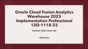 OCI Analytics Warehouse 2023 Implementation Professional 1ZO-1118-23 Part2
