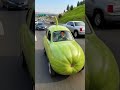 Amazing engineering gourd shape car moving forward on road