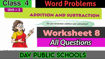 DAV class 4 maths chapter 2 worksheet 8 - word Problems