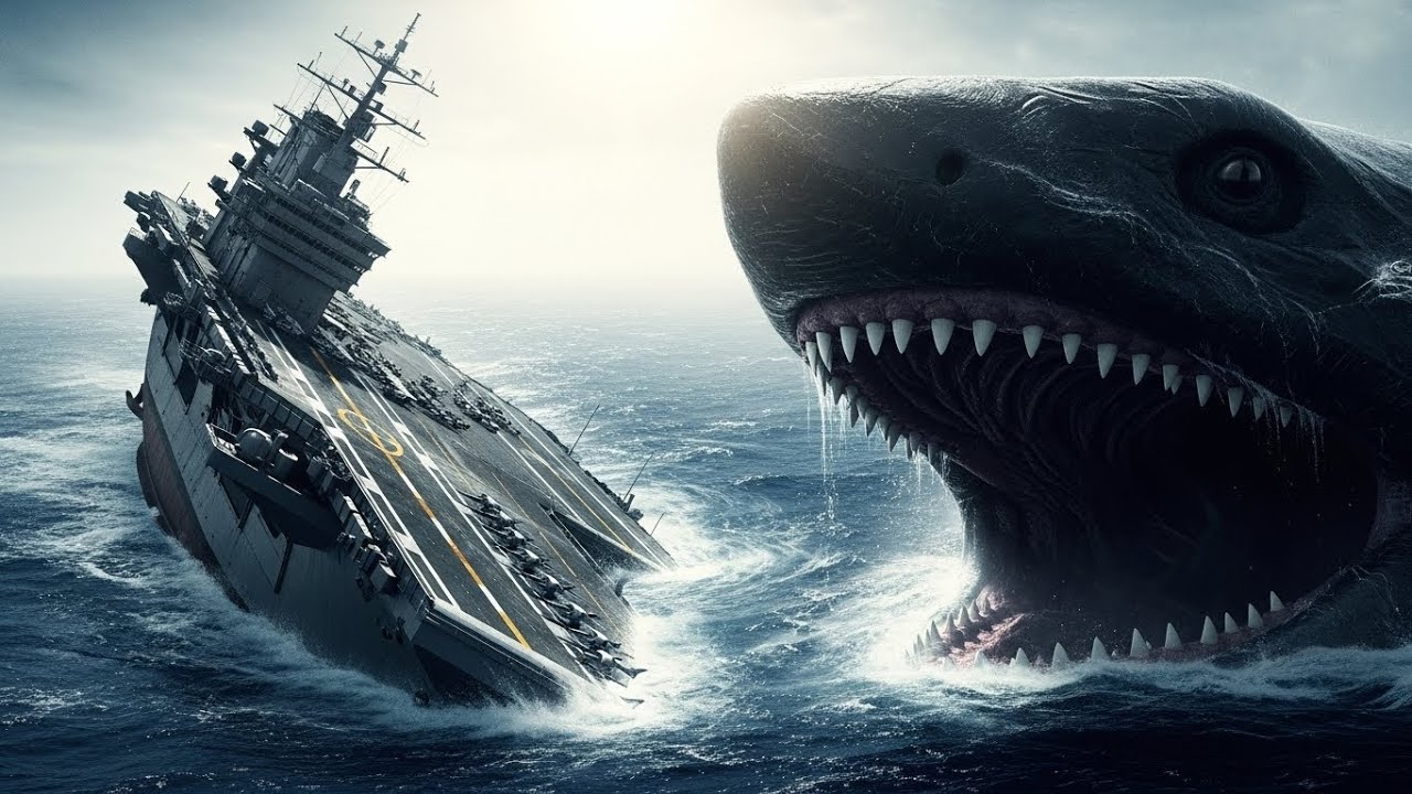 GIANT MEGALODON ATTACKS AIRCRAFT CARRIER - They Called Navy For help ...