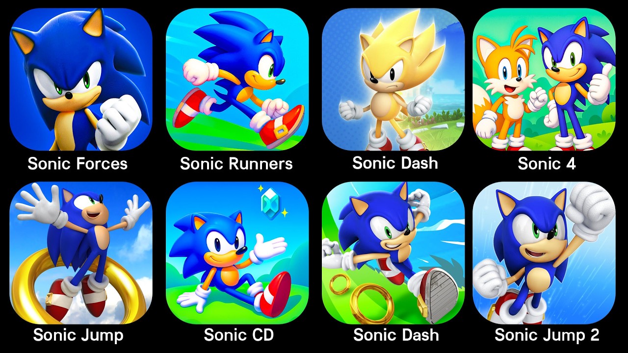 Sonic Dash, Sonic 4 Episode 2, Sonic Boom, Sonic 2, Sonic 1, Sonic Forces, Sonic CD, Sonic Prime…