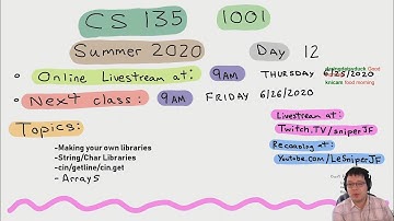 CS 135 1001 Computer Science I: Summer II 2020 Day 12 Livestream