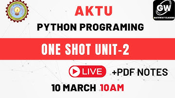 PYTHON PROGRAMMING I UNIT- II ONE SHOT I Python Program Flow Control Conditional blocks
