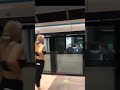 girl flashes boobs to train