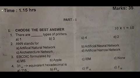 11th Computer Science First Mid Term Question Paper 2018-19 | Tirunelveli District | English Medium