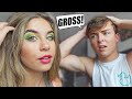 I DID MY MAKEUP HORRIBLY On Our First Day of School To See His Reaction (NOT GOOD)