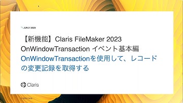 Claris FileMaker 2023 OnWindowTransaction イベント基本編  〜OnWindowTransactionを使用して、レコードの変更記録を取得する〜