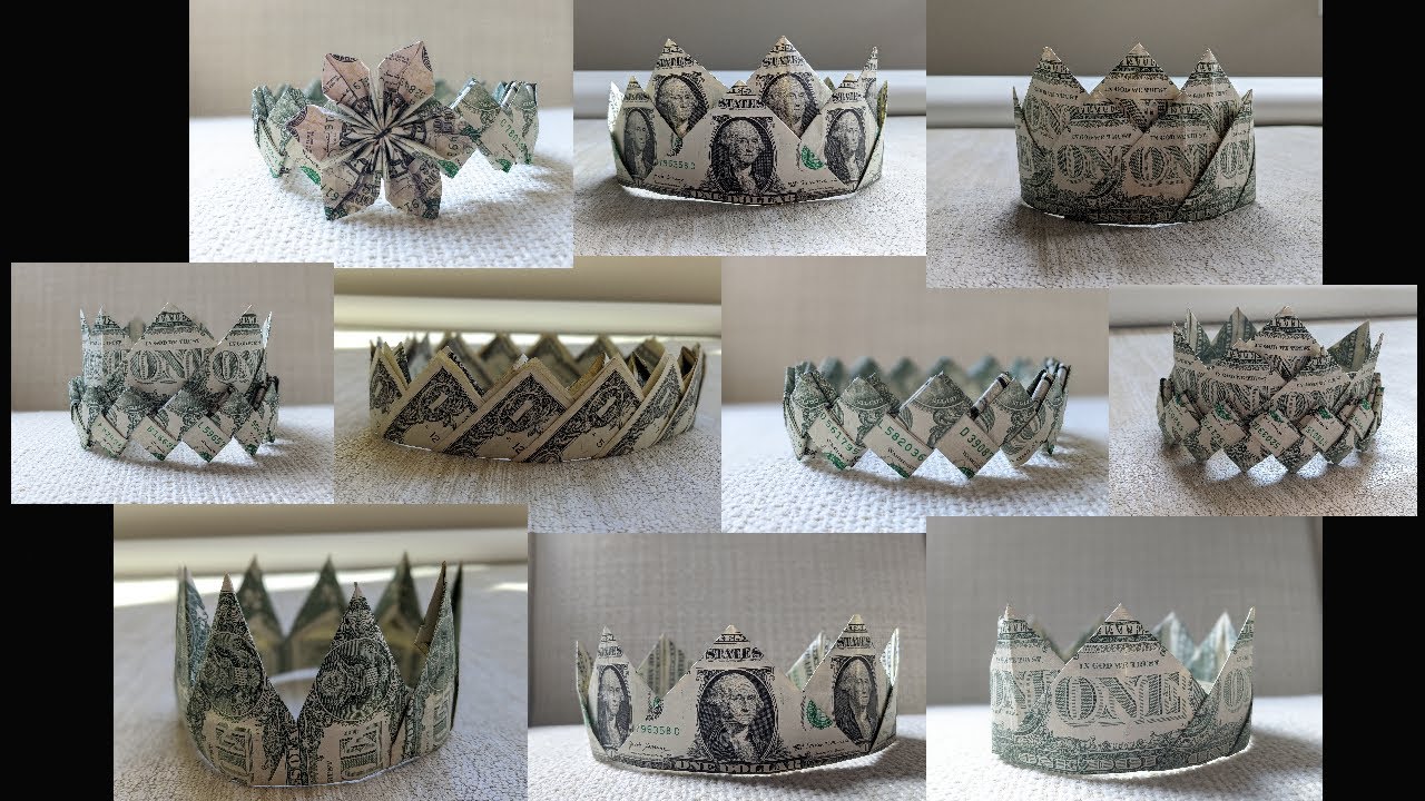 DIY 4 Different Folds To Make 10 Graduation Crowns Money Gift Idea DIY 4 Different Folds To Make 10 Graduation Crowns Money Gift Idea