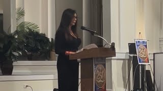 Republican gubernatorial nominee Elaine Pelino speaks at the RI GOP Convention 2026