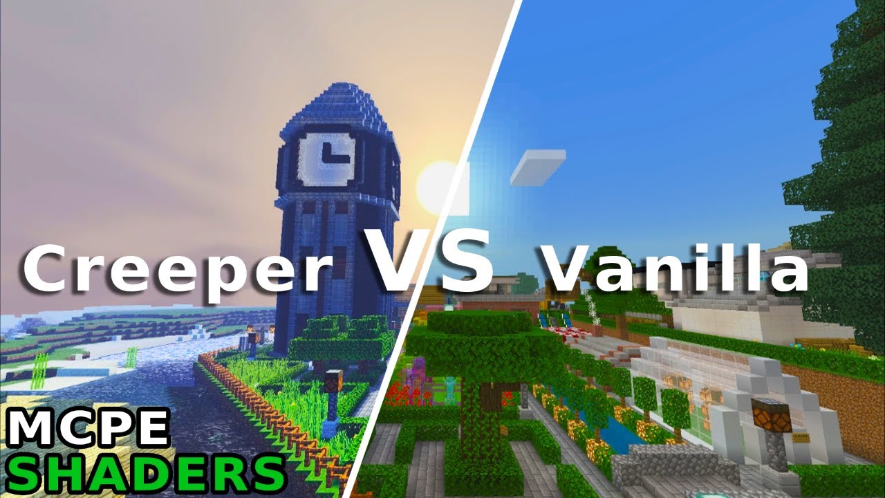 Minecraft Pe Vanilla vs CSPE Creeper Shaders Realistic ultra shaders
