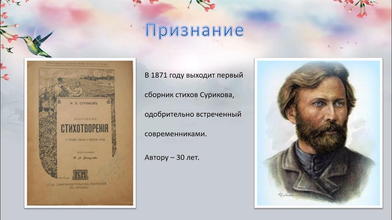 Какие стихотворения написал суриков. Портрет Ивана Сурикова поэта.