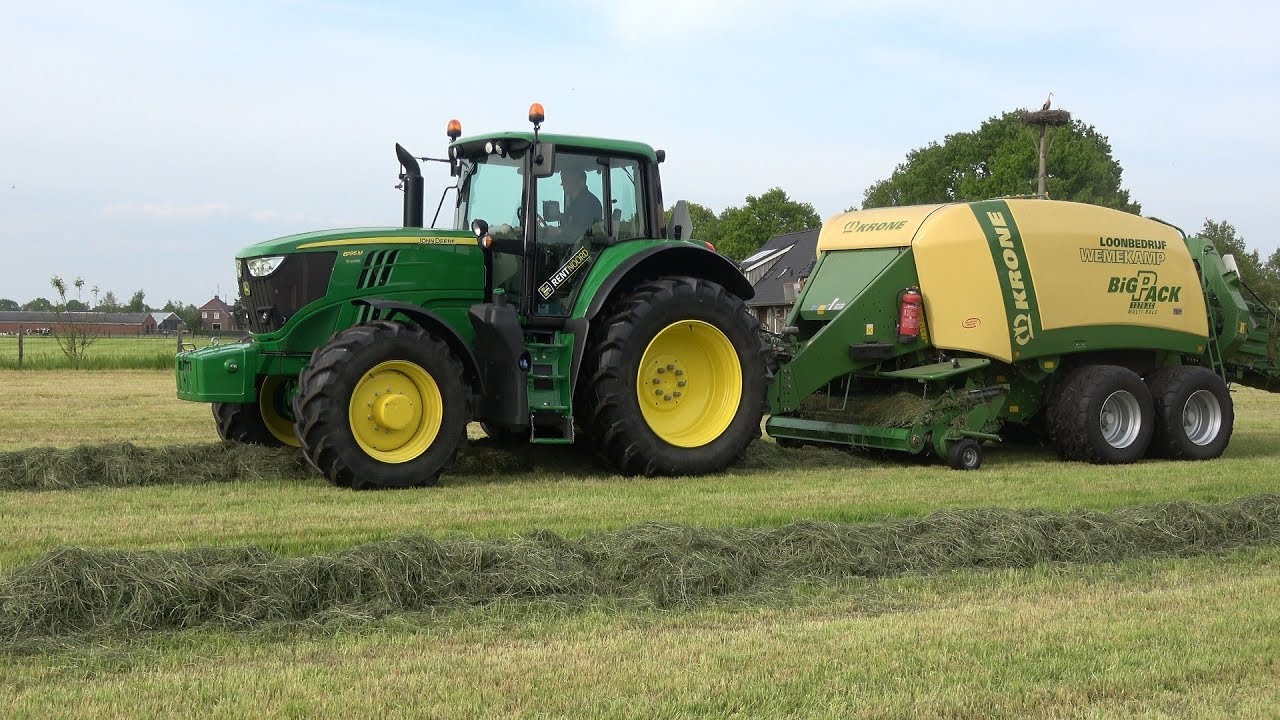 john deere, 6195M, JD 6410, trekker, tractor, loonbedrijf, wemekamp, hellen...