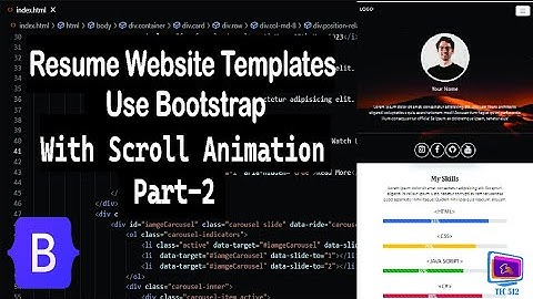 landing page and Resume Wbsite with scroll animation use HTML CSS  js Boostrap | part 2