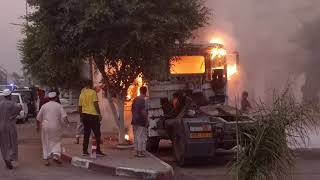 حريق شاحنة في حي الزيتون وهران