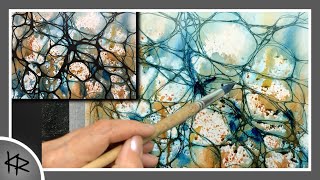 WATERCOLOR & INK relaxing painting process with neurographic inspired lines 305