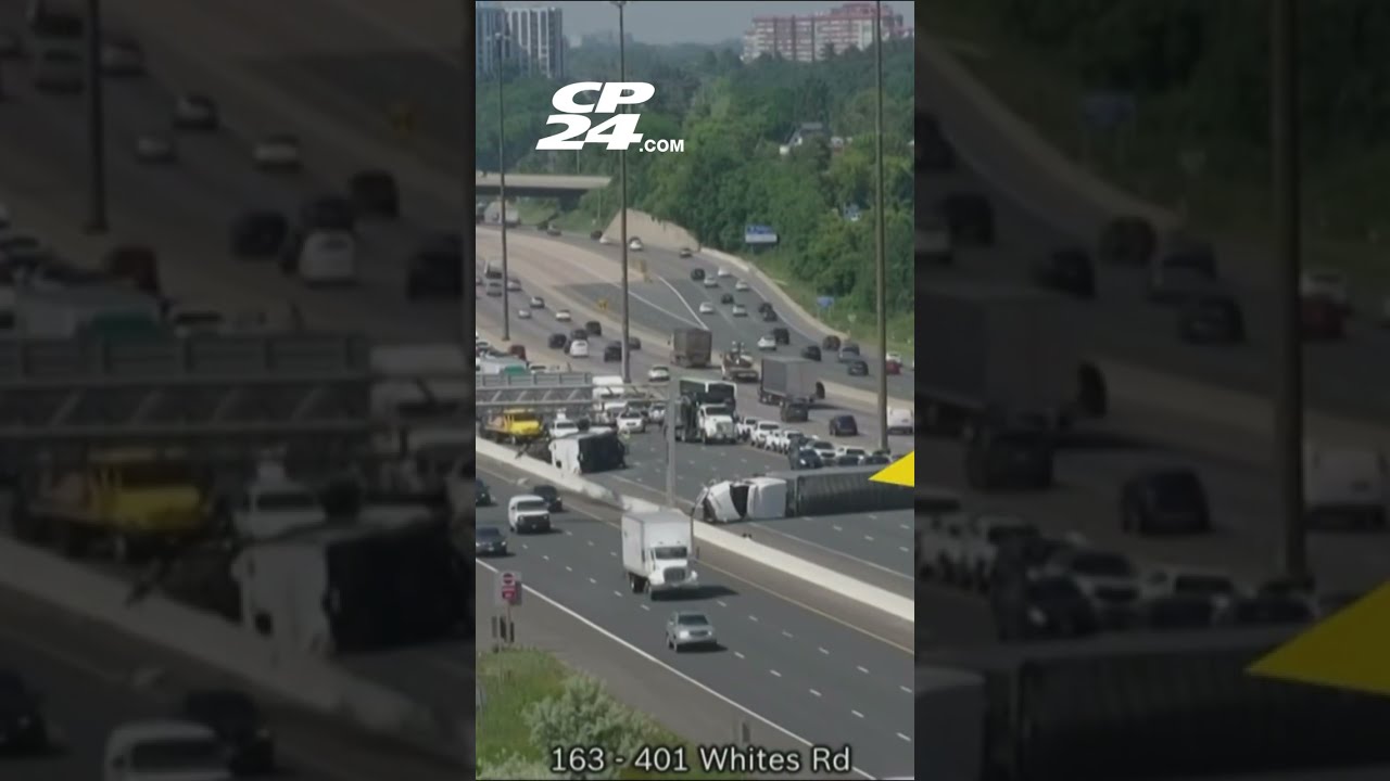 Two Rollovers Including A Transport Truck Block Eastbound 401 Expressway