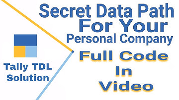 secret data path for your personal company || free tdl for tally prime || free tdl code