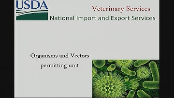 USDA Veterinary Services Organisms and Vectors Permitting