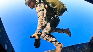 Marines free falling Airborne jump . Okinawa, Japan