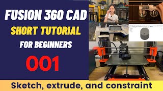 Fusion 360 SHORT Tutorial For Beginners 001: Create a Knob, learn sketch, extrude, and constraint