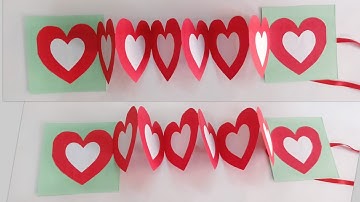 Heart Accordion Card/Heart Accordion Card for Scrapbook/Valentine Day Special Heart Accordion Card