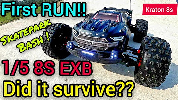 Arrma Kraton 8s 1/5 EXB - FIRST RUN!! Skatepark Bash!! Did it SURVIVE?? How did the mods hold up??🤔