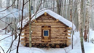Little Off Grid Log Cabin Workshop | Interior Work During Snowstorm