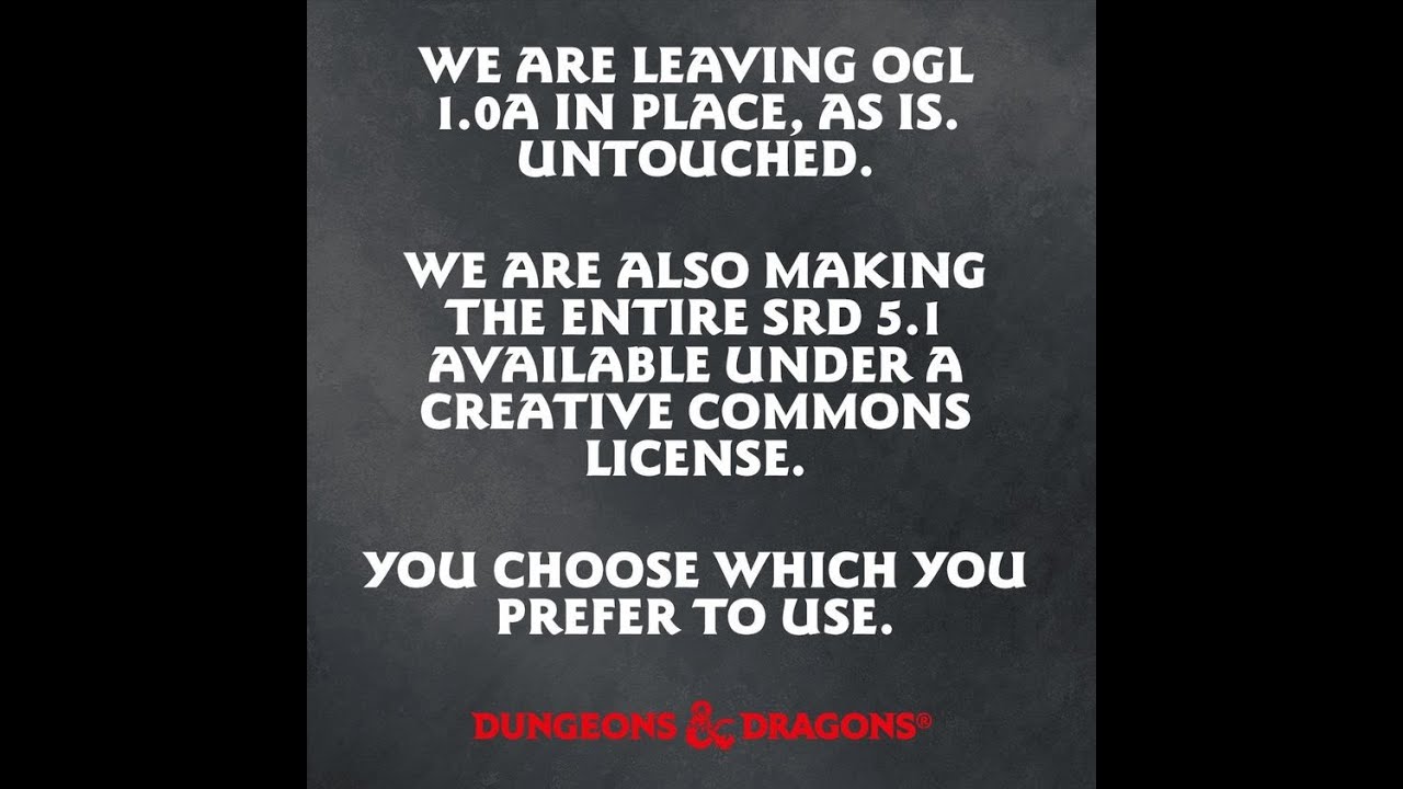 OGL 1 0a Stays Entire SRD 5 1 ALSO Released Under Creative Commons Ogl 1 0a stays entire srd 5 1 also released under creative commons