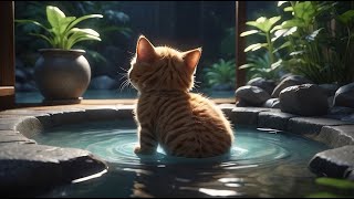 Japanese Onsen Ambience | Water Sounds with Cricket Sounds | Relaxing Water Sounds For Stress Relief