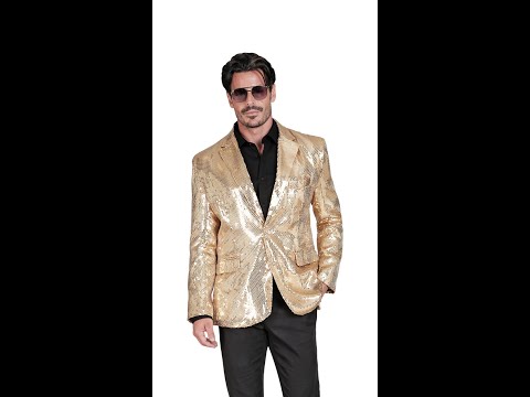 Pailletten glitter blazer goud heren video