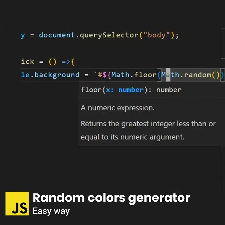 Easy Way to Generate Random colors in javascript | #shorts - YouTube