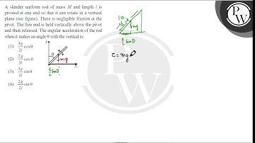 A slender uniform rod of mass \( M \) and length \( l \) is pivoted at one end so that it can ro....